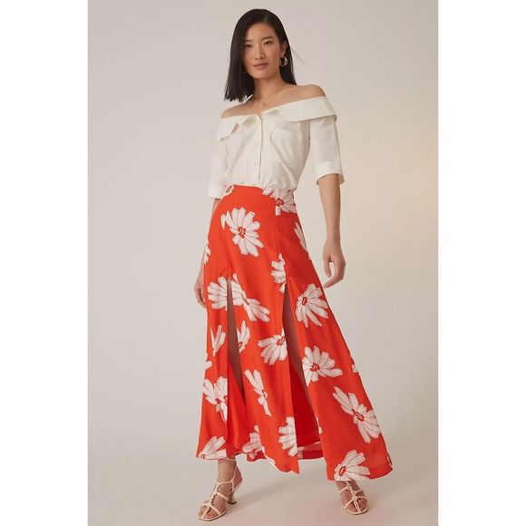 NWT Anthropologie Maeve Floral Midi Skirt Size A46